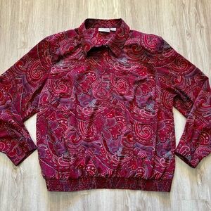 Alfred Dunner Vintage 90s Blouse Paisley Red Long Sleeve Women’s Plus Size 22W